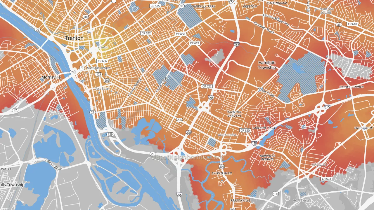 Transit Grade map of 08610, NJ