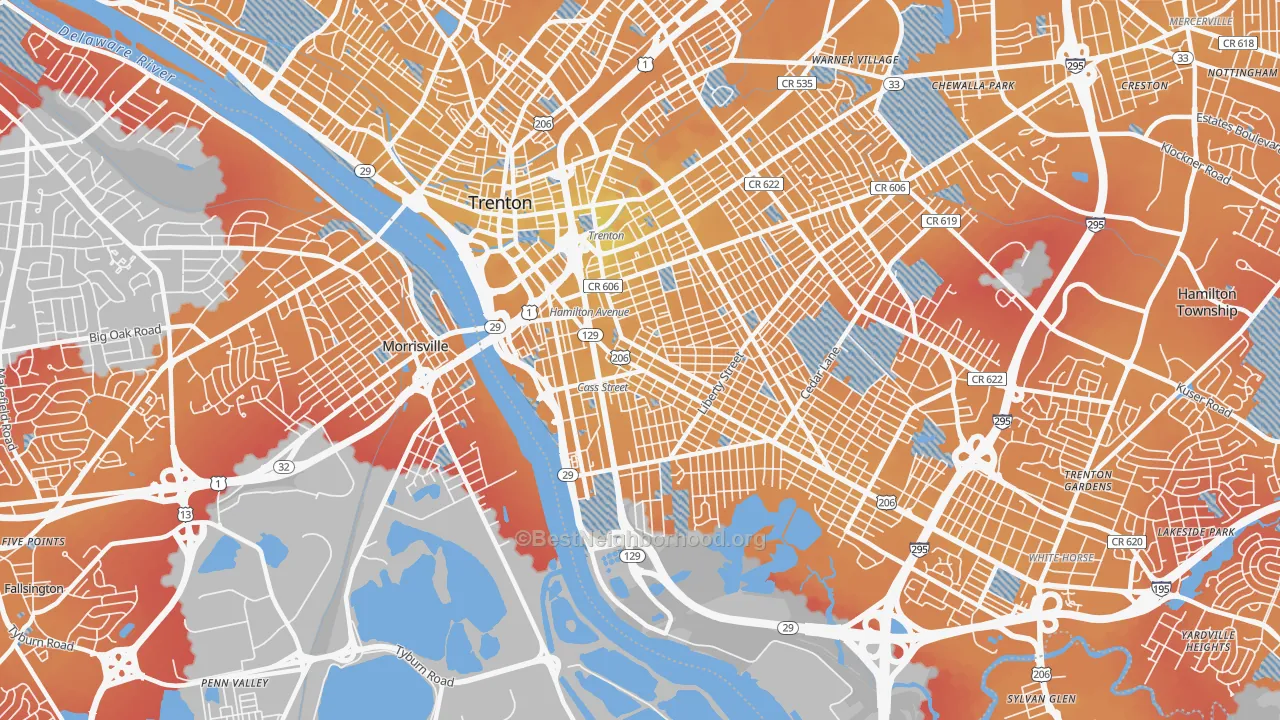 Transit Grade map of 08611, NJ