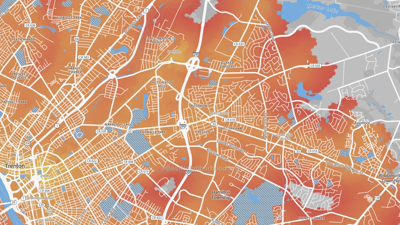 Transit Grade map of 08619, NJ