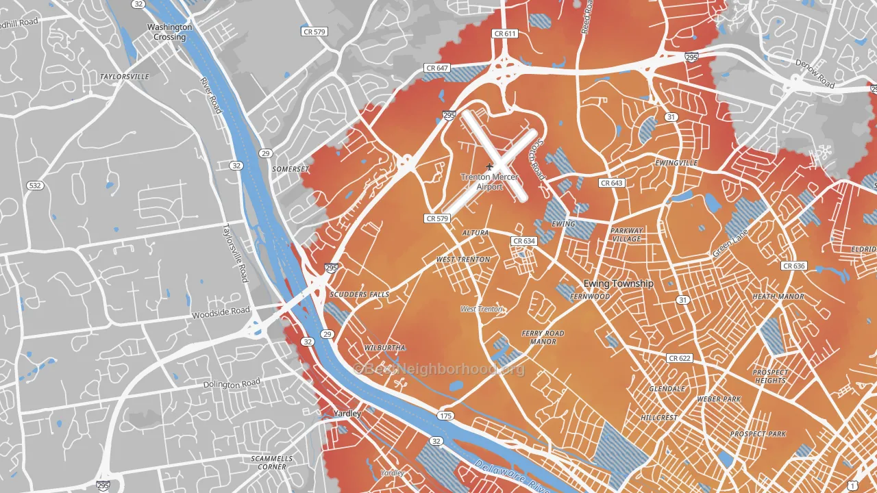 Transit Grade map of 08628, NJ