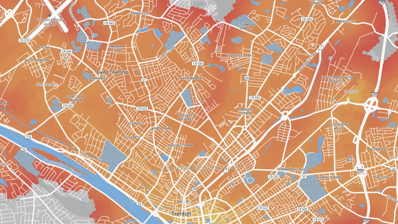 Transit Grade map of 08638, NJ