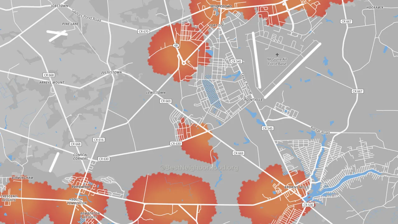 Transit Grade map of 08640, NJ
