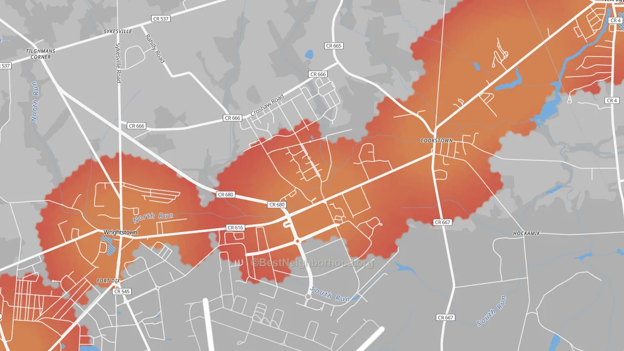 Transit Grade map of 08641, NJ