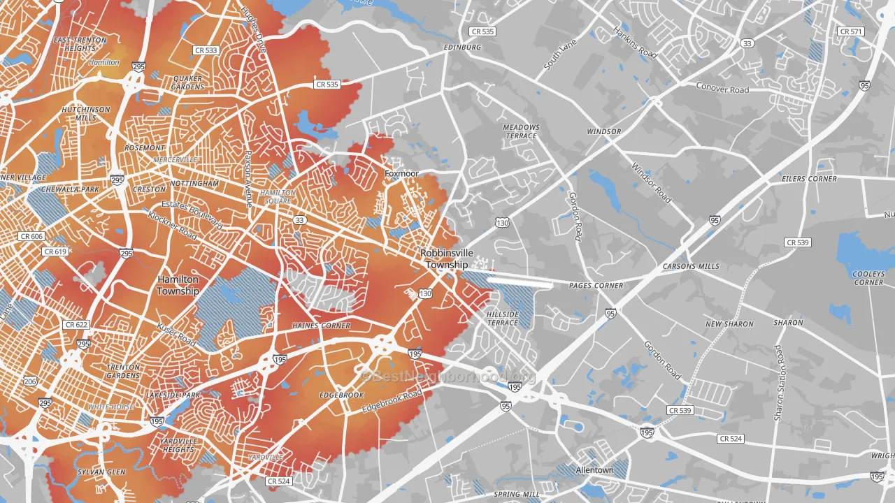 Transit Grade map of 08691, NJ