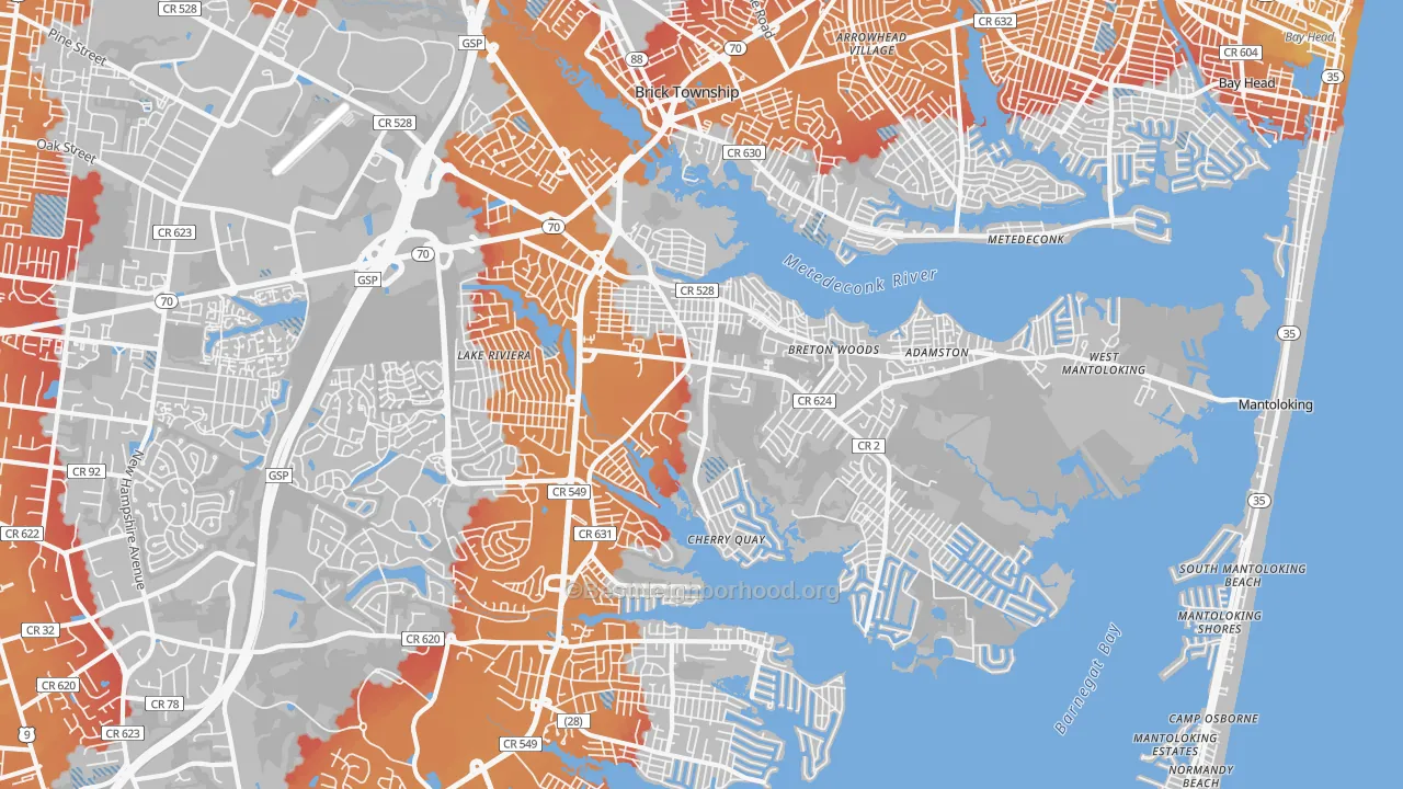 Transit Grade map of 08723, NJ