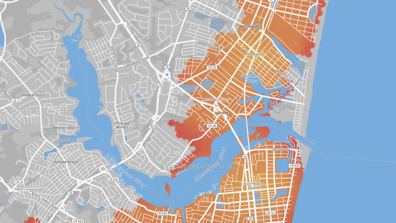 Transit Grade map of 08730, NJ