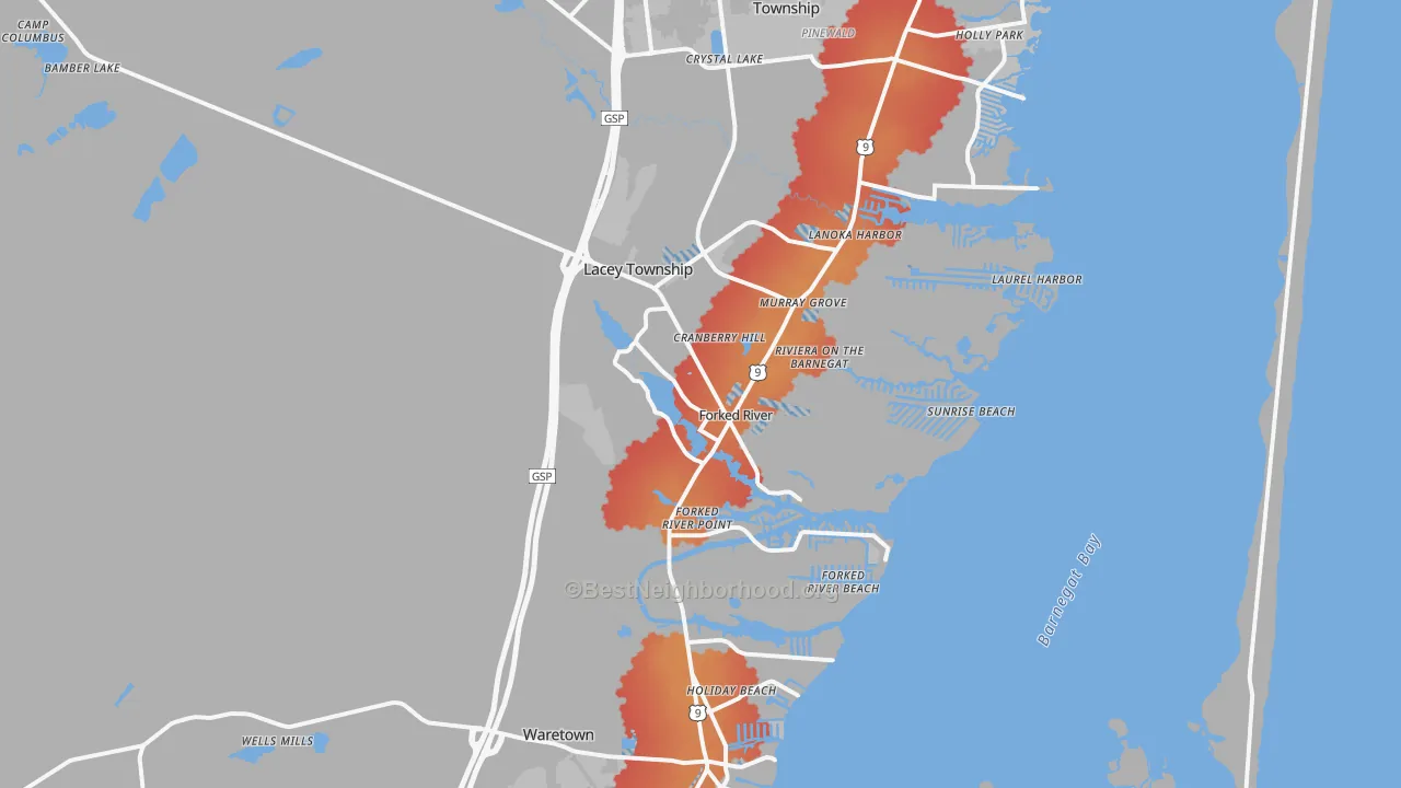 Transit Grade map of 08731, NJ