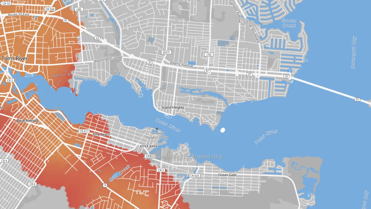 Transit Grade map of 08732, NJ