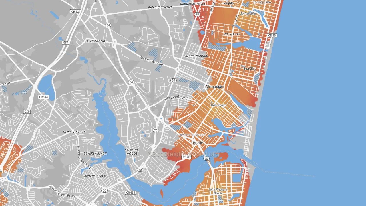 Transit Grade map of 08736, NJ