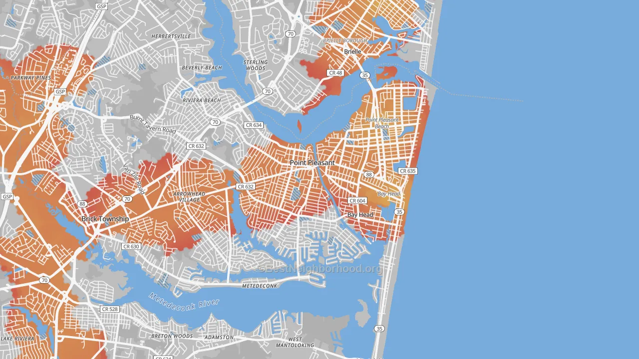 Transit Grade map of 08742, NJ