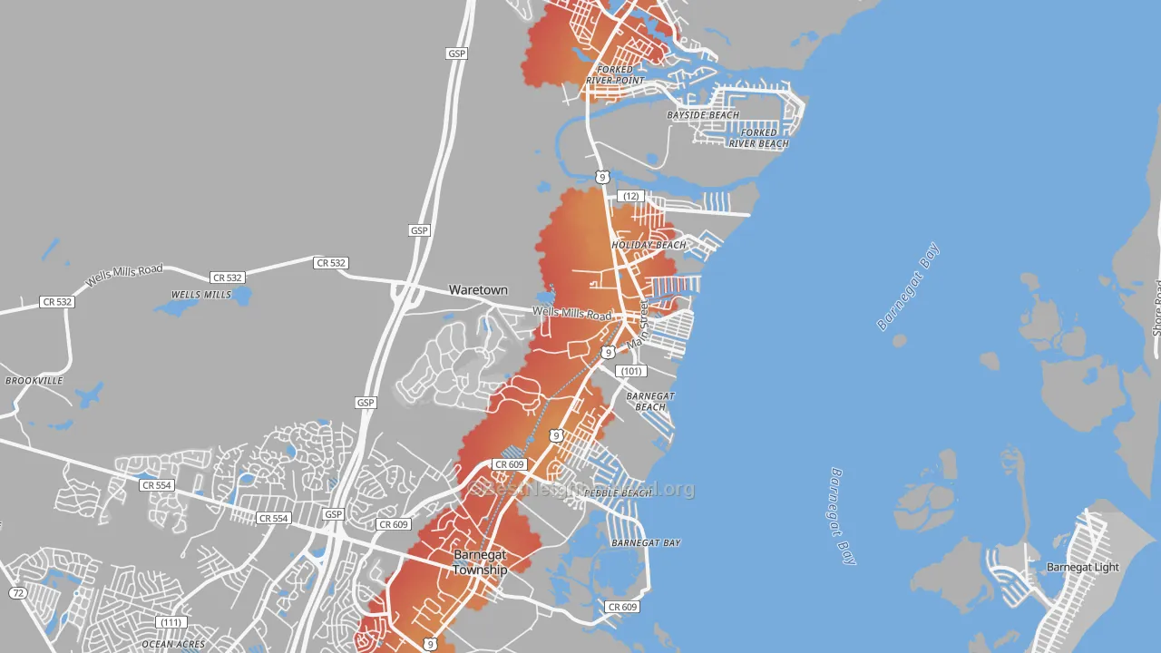 Transit Grade map of 08758, NJ