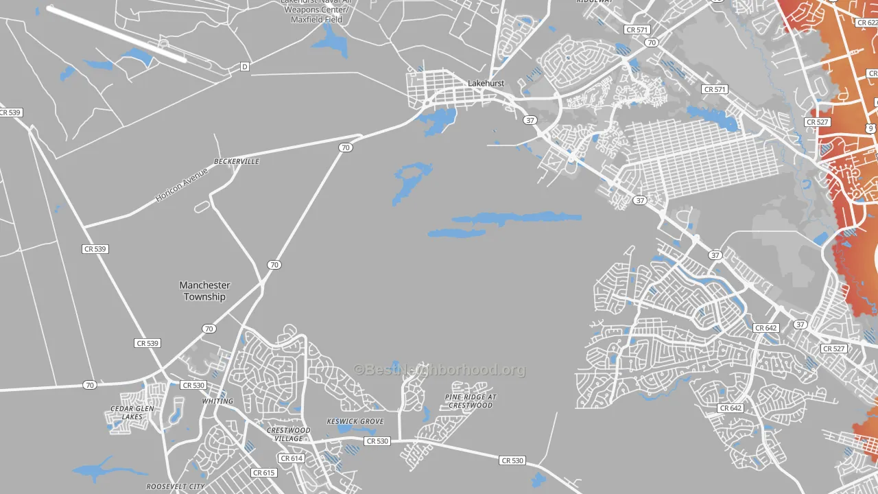 Transit Grade map of 08759, NJ