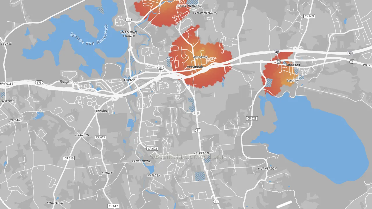 Transit Grade map of 08801, NJ