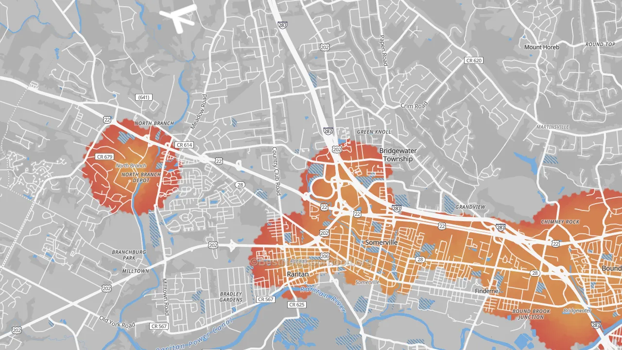 Transit Grade map of 08807, NJ