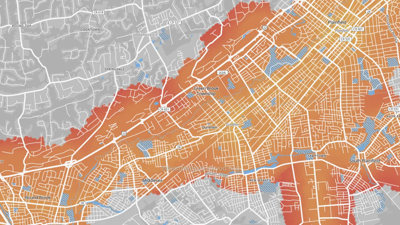 Transit Grade map of 08812, NJ