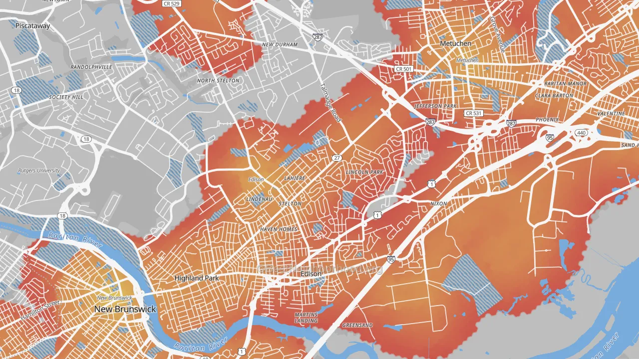 Transit Grade map of 08817, NJ