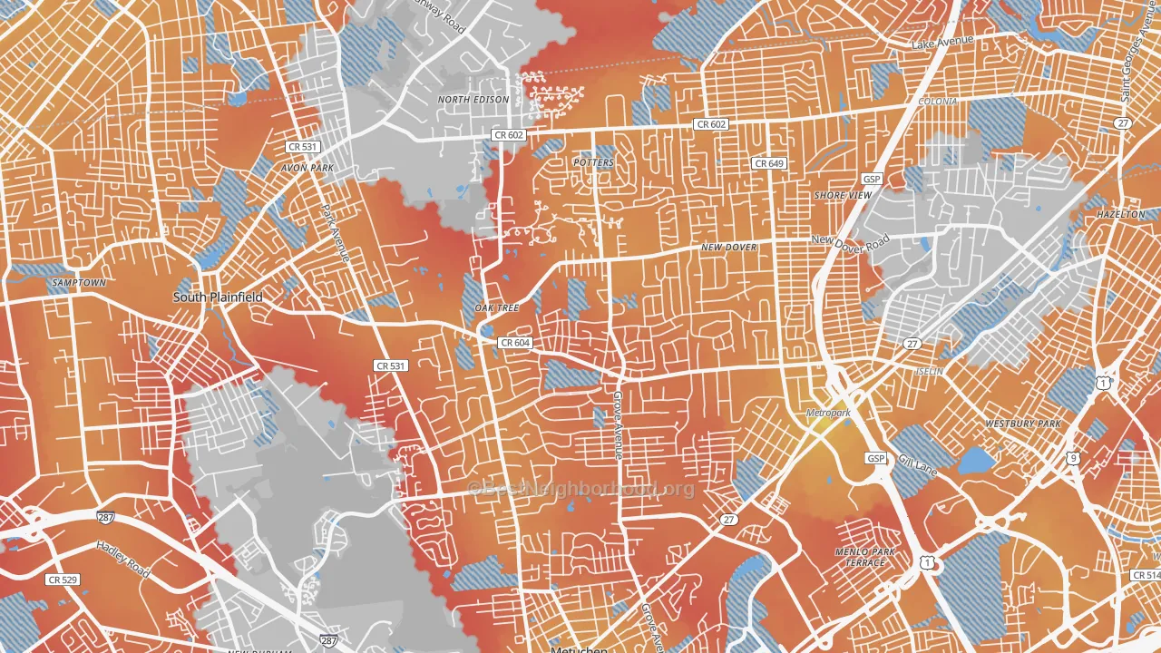 Transit Grade map of 08820, NJ