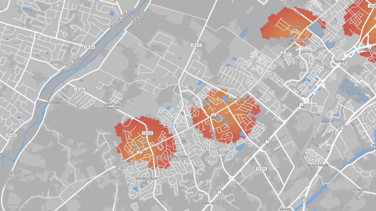 Transit Grade map of 08823, NJ