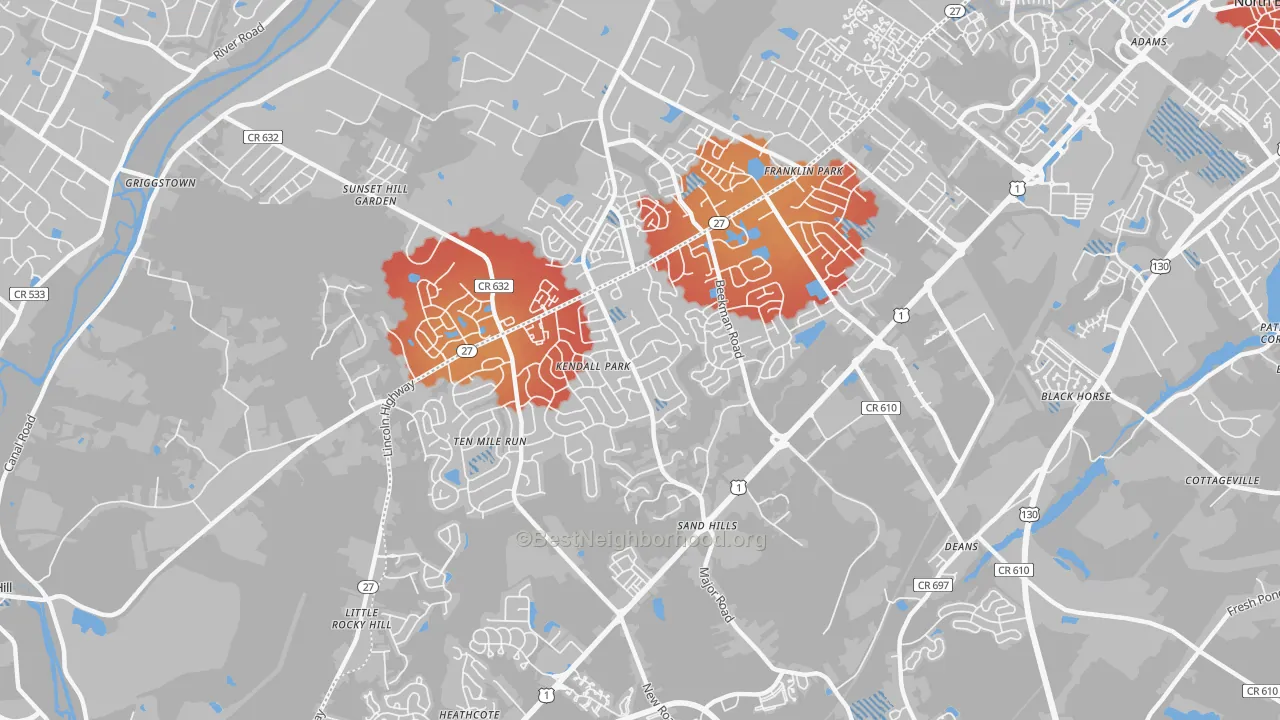 Transit Grade map of 08824, NJ