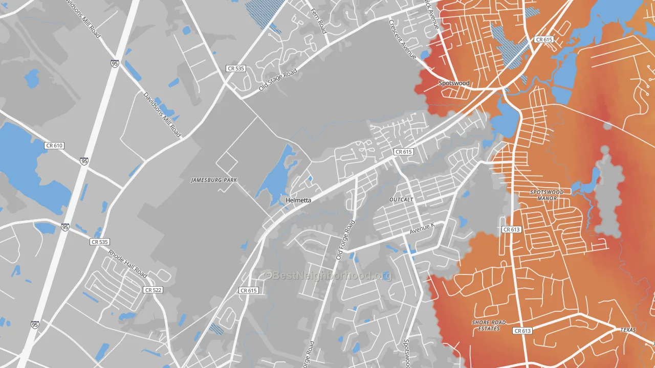 Transit Grade map of 08828, NJ