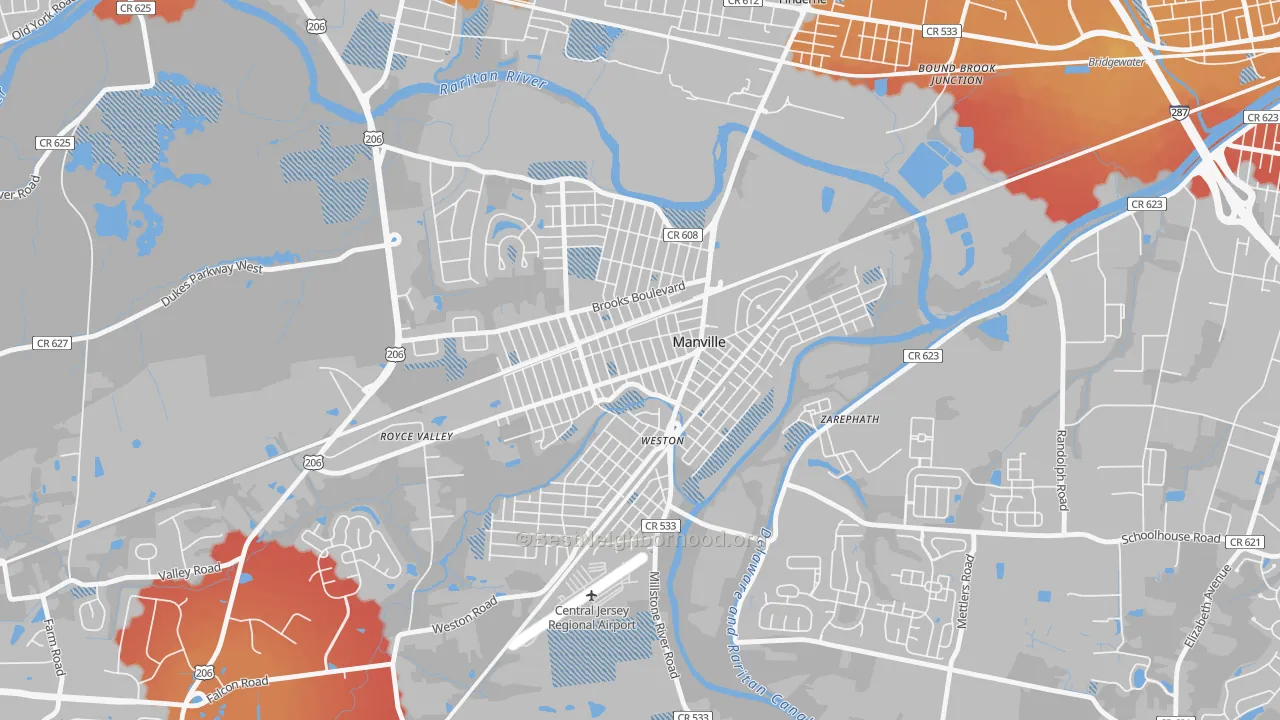 Transit Grade map of 08835, NJ