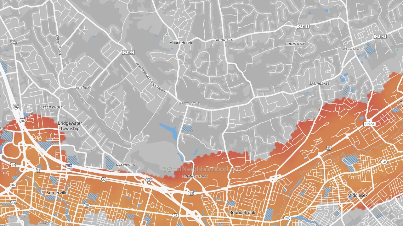 Transit Grade map of 08836, NJ