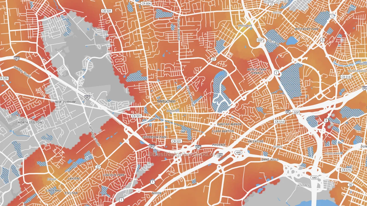 Transit Grade map of 08840, NJ