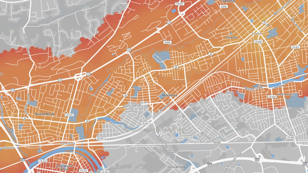 Transit Grade map of 08846, NJ