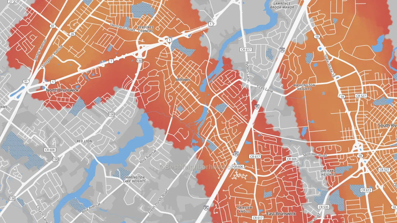 Transit Grade map of 08850, NJ