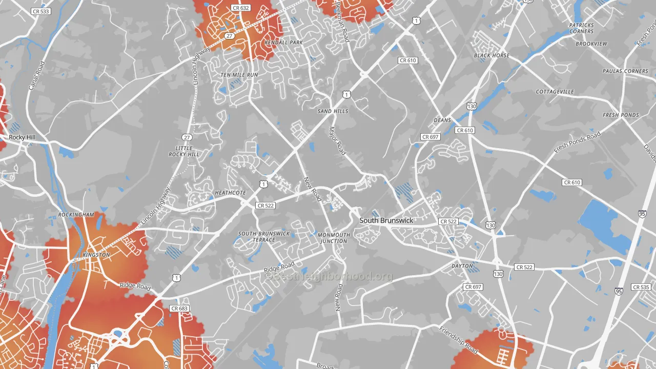 Transit Grade map of 08852, NJ