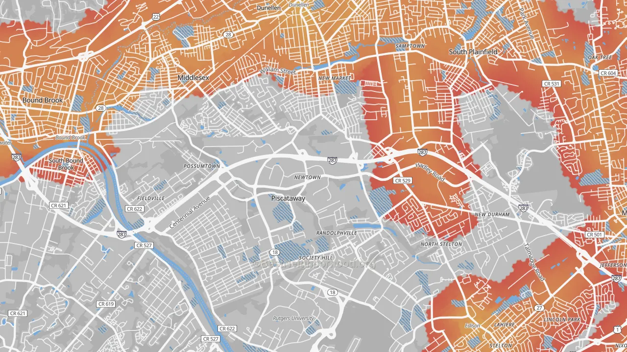 Transit Grade map of 08854, NJ