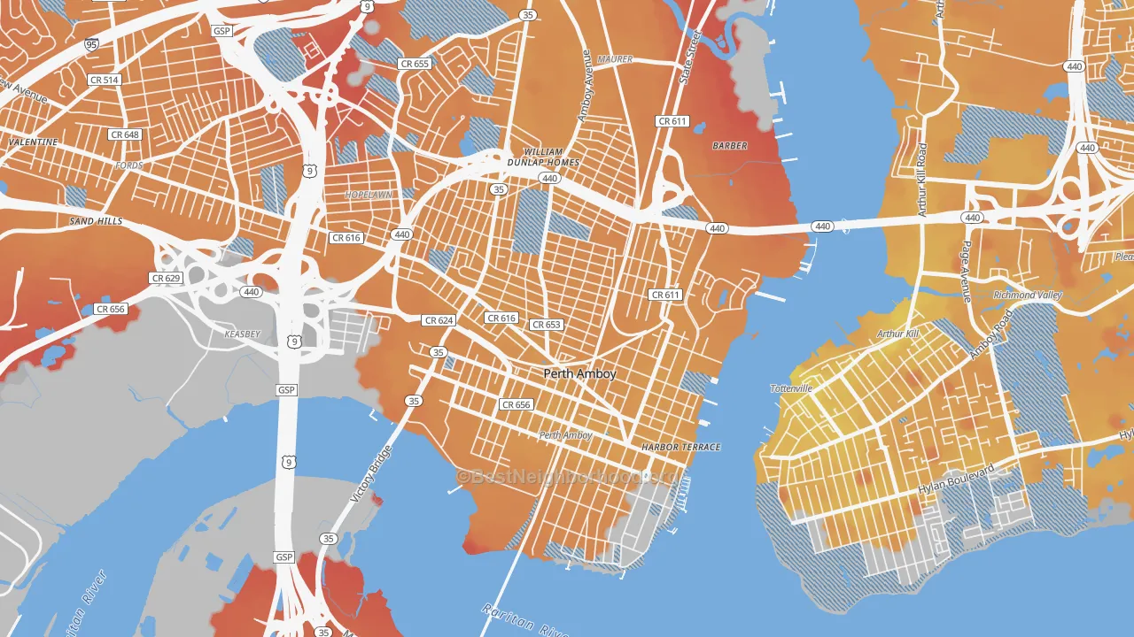 Transit Grade map of 08861, NJ