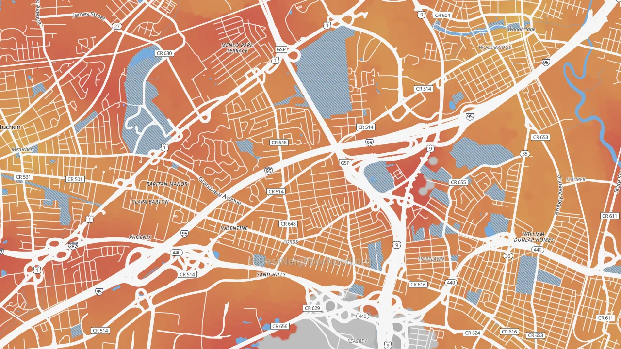 Transit Grade map of 08863, NJ