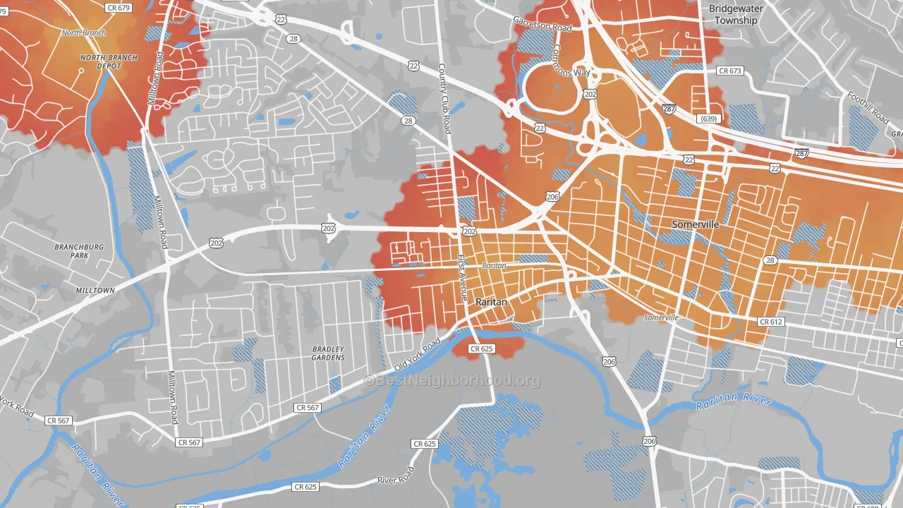 Transit Grade map of 08869, NJ