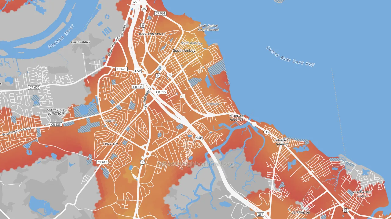 Transit Grade map of 08879, NJ