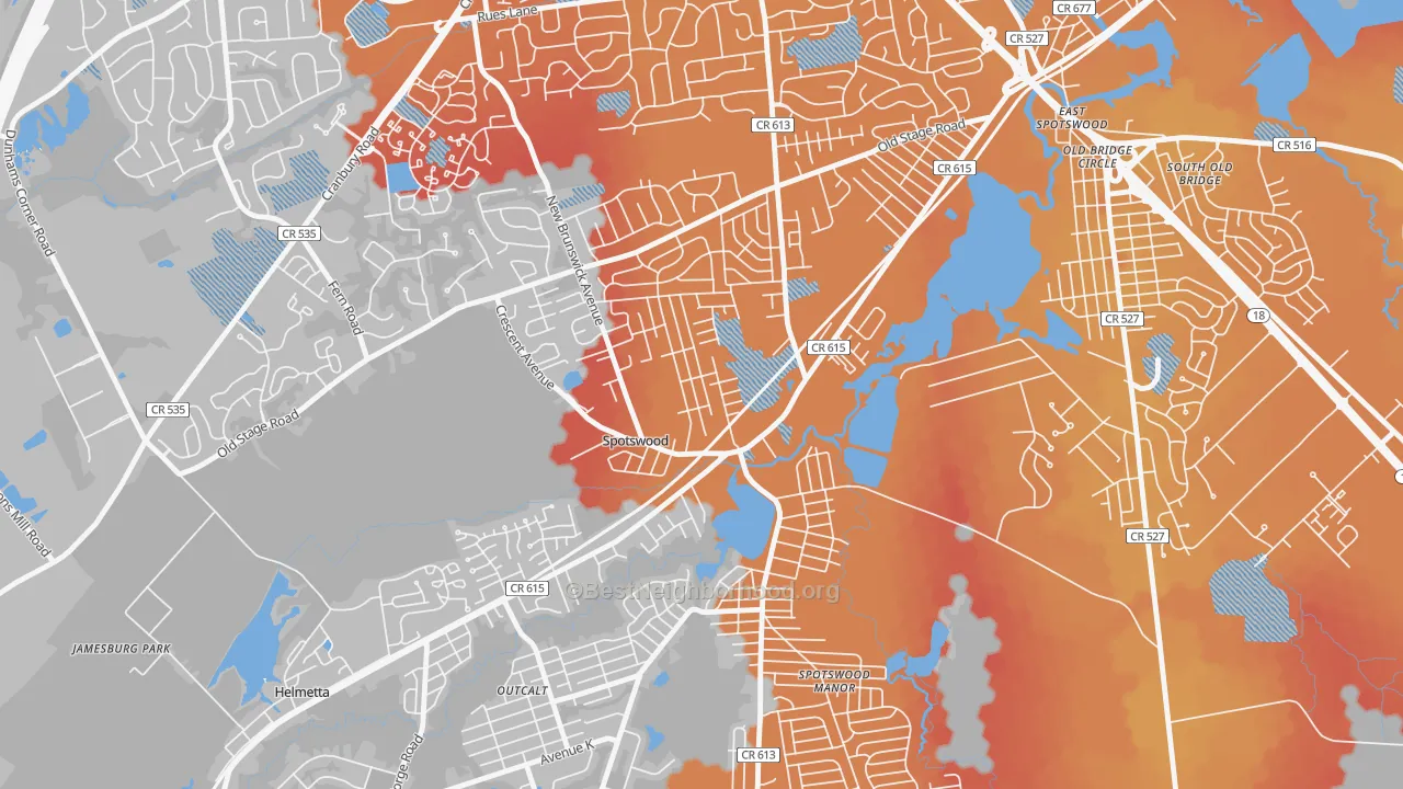 Transit Grade map of 08884, NJ