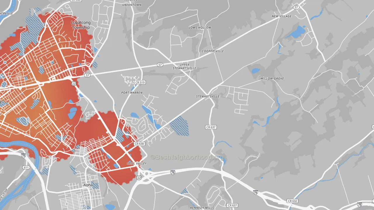 Transit Grade map of 08886, NJ