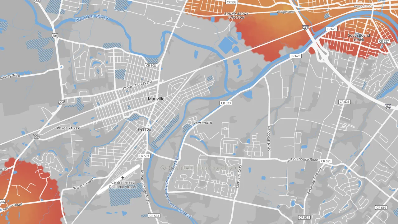 Transit Grade map of 08890, NJ
