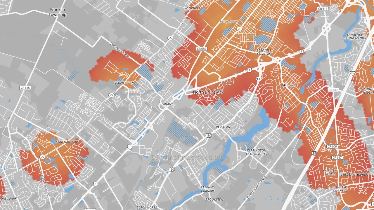 Transit Grade map of 08902, NJ