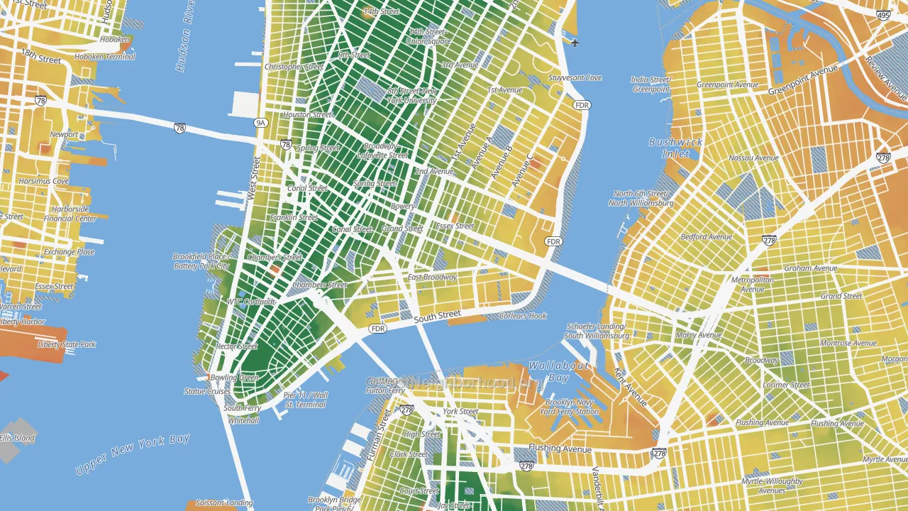 Transit Grade map of 10002, NY