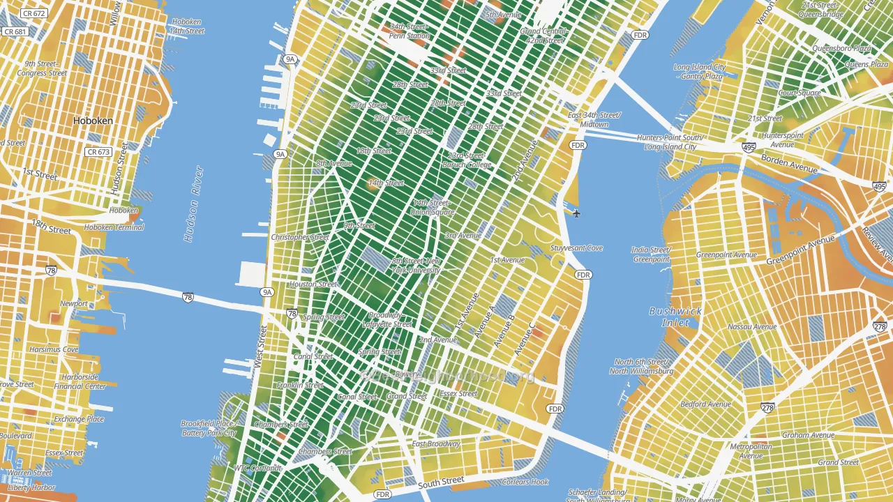 Transit Grade map of 10003, NY