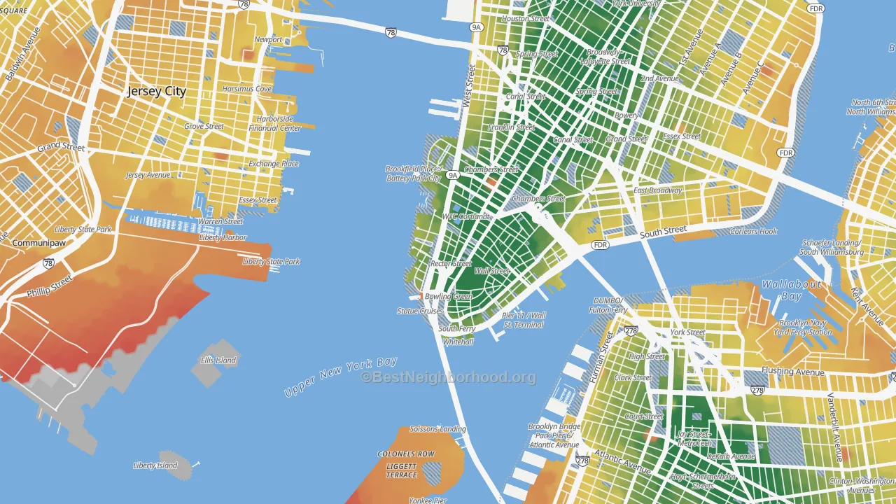 Transit Grade map of 10006, NY
