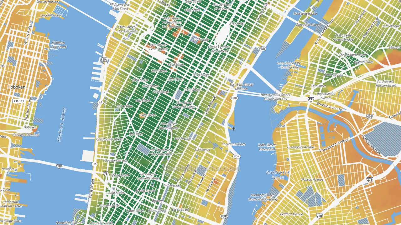 Transit Grade map of 10010, NY