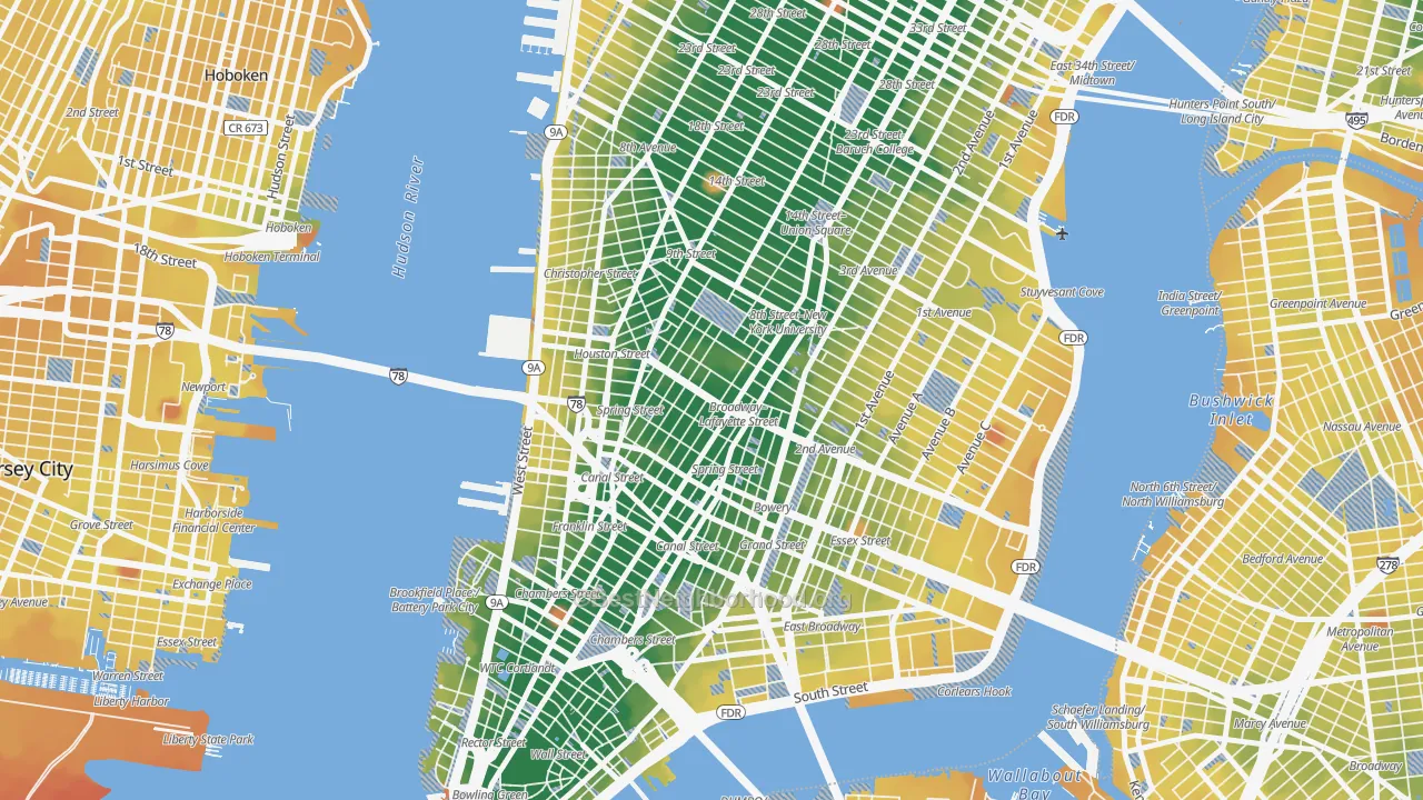 Transit Grade map of 10012, NY