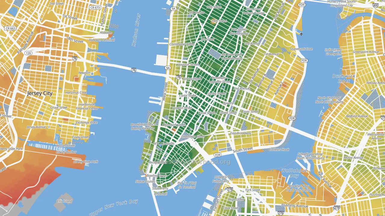 Transit Grade map of 10013, NY