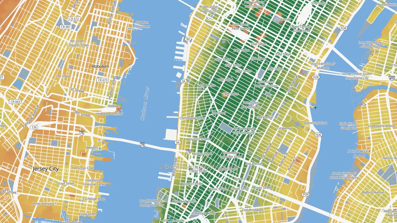 Transit Grade map of 10014, NY