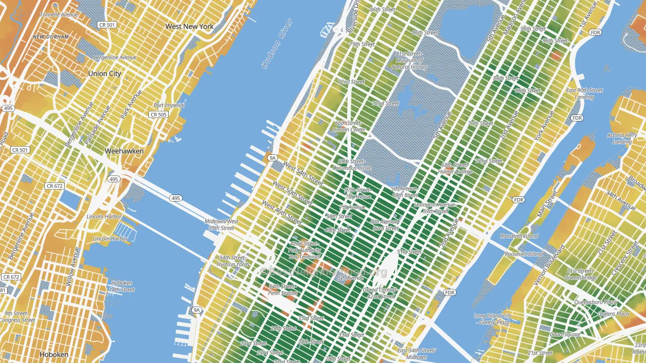 Transit Grade map of 10019, NY