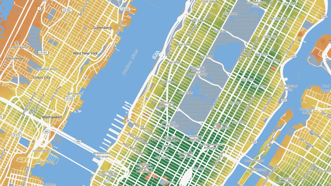 Transit Grade map of 10023, NY