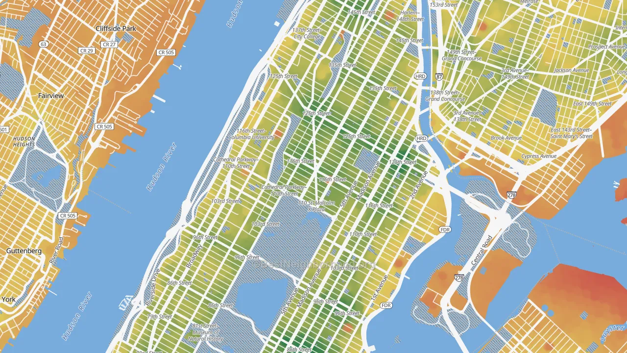 Transit Grade map of 10026, NY