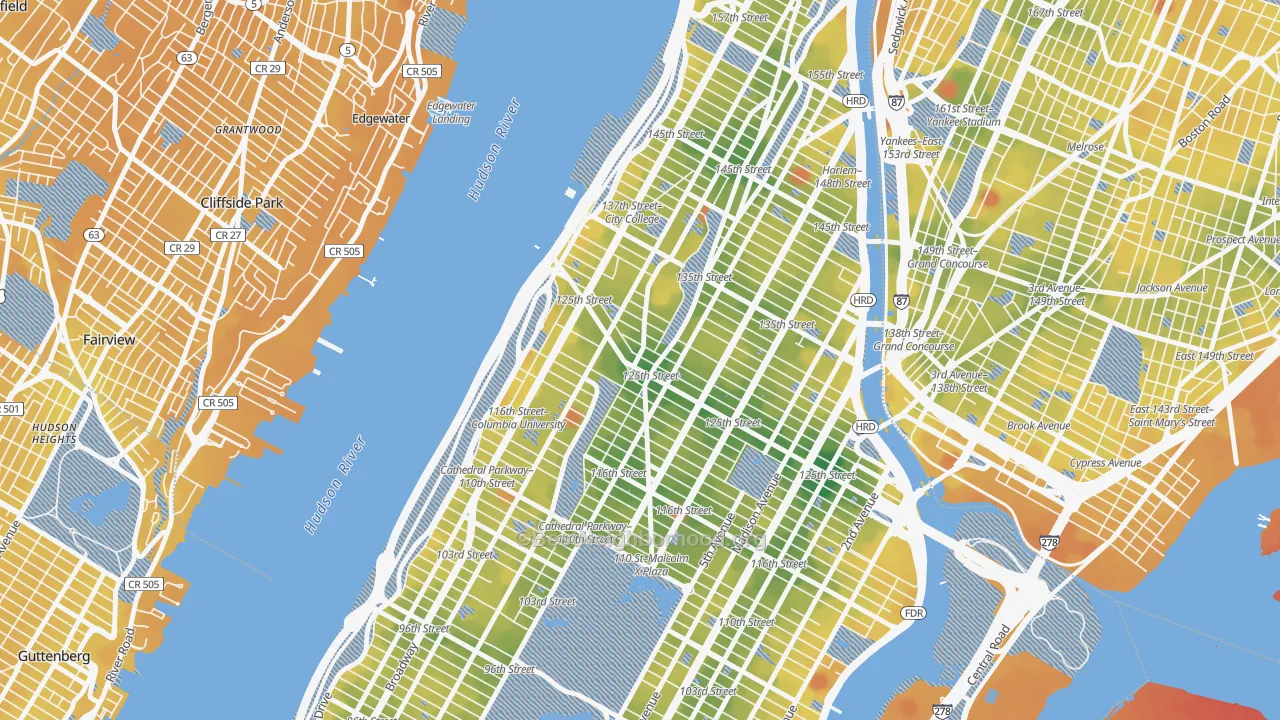 Transit Grade map of 10027, NY